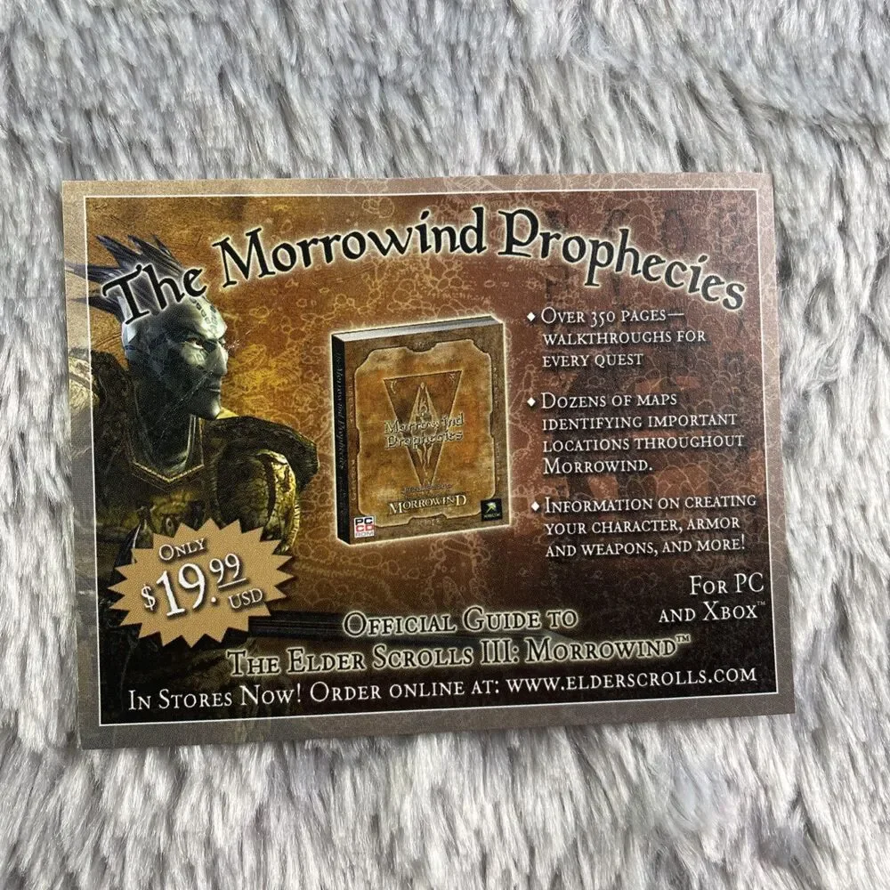 Elder Scrolls III: Morrowind (Microsoft Xbox, 2002) Disc Case Manual Inserts